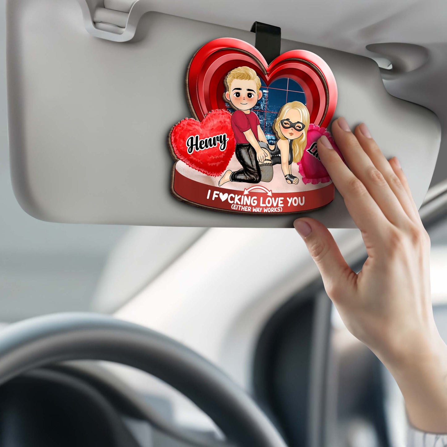 I F*cking Love You Heart Cartoon Couple Visor Clip