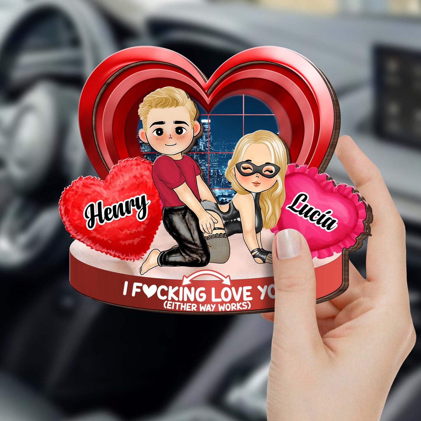 I F*cking Love You Heart Cartoon Couple Visor Clip