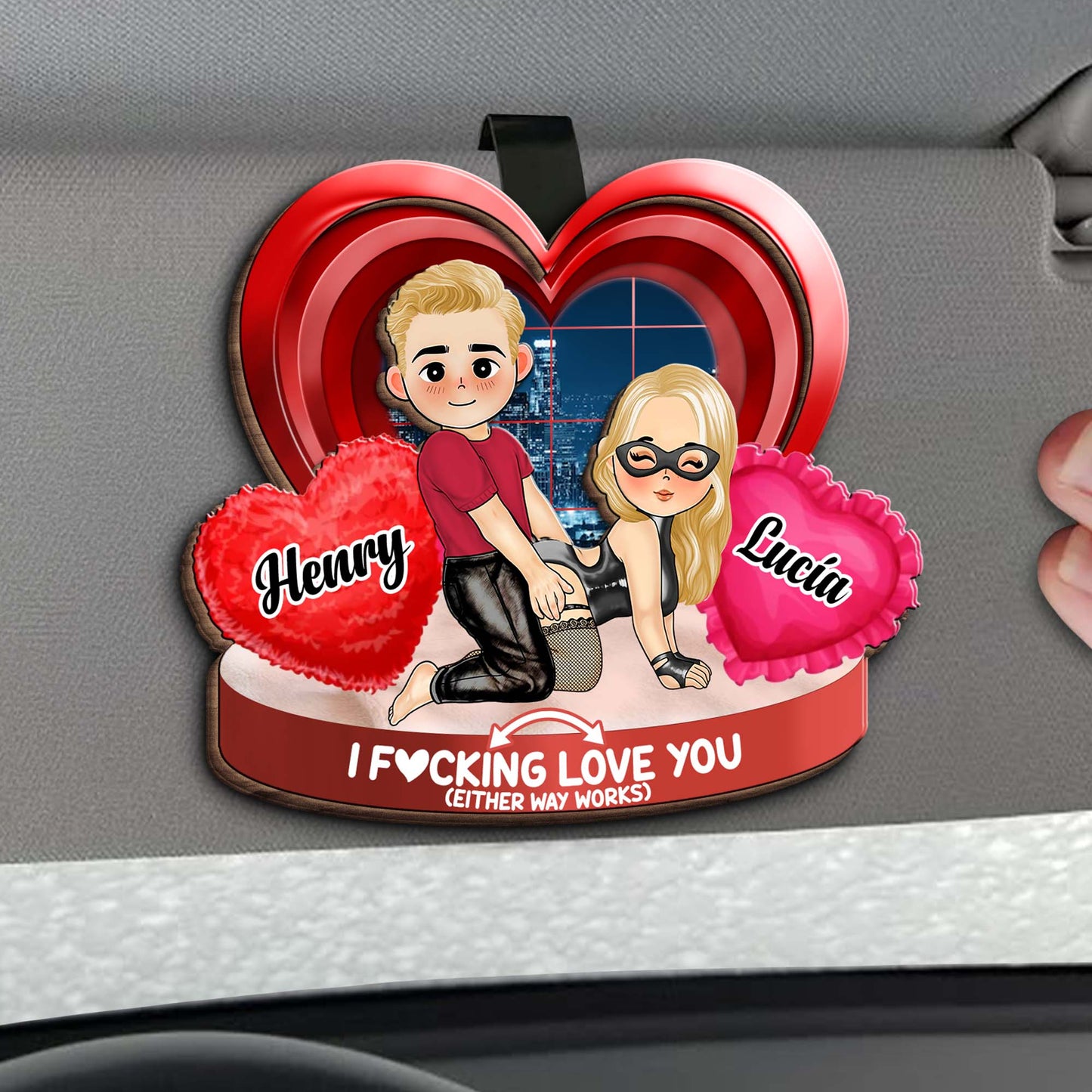 I F*cking Love You Heart Cartoon Couple Visor Clip