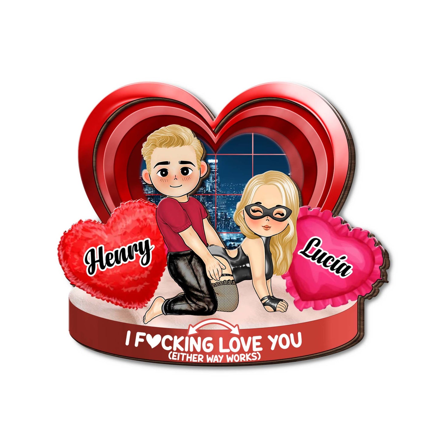 I F*cking Love You Heart Cartoon Couple Visor Clip