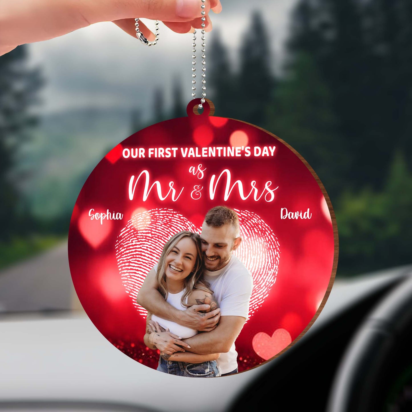 Our First Valentine's Day As Mr & Mrs With Hearts And Couple