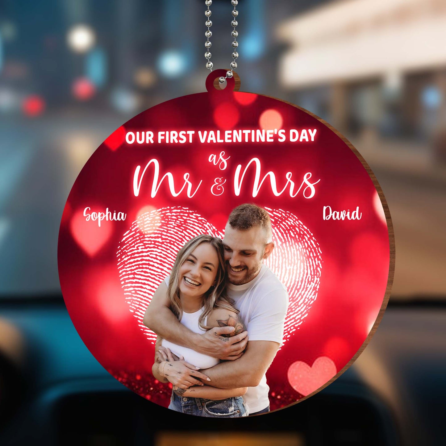 Our First Valentine's Day As Mr & Mrs With Hearts And Couple