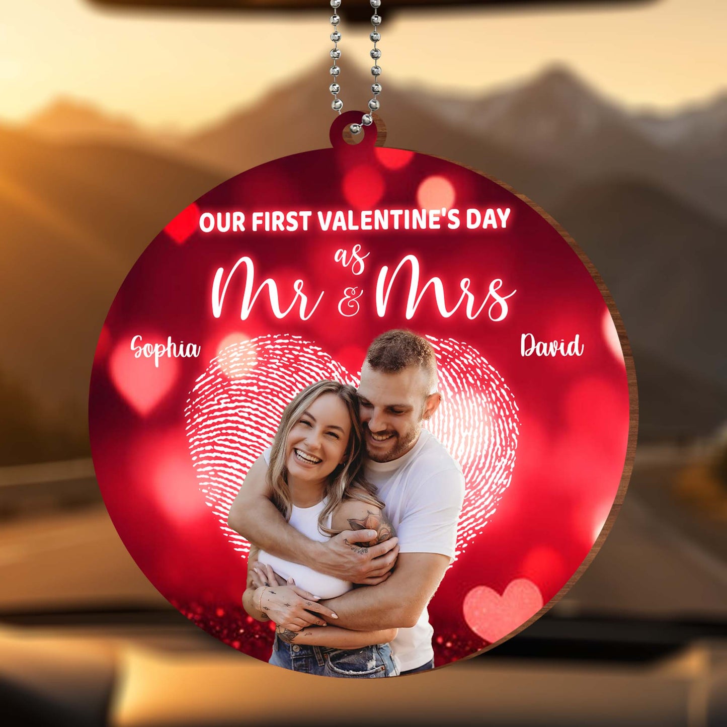 Our First Valentine's Day As Mr & Mrs With Hearts And Couple