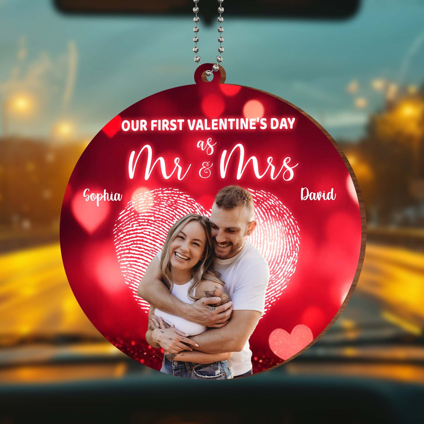 Our First Valentine's Day As Mr & Mrs With Hearts And Couple