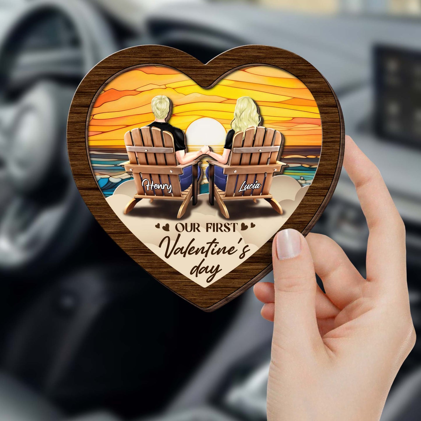 Our First Valentine's Day Sunset Beach Chairs Heart
