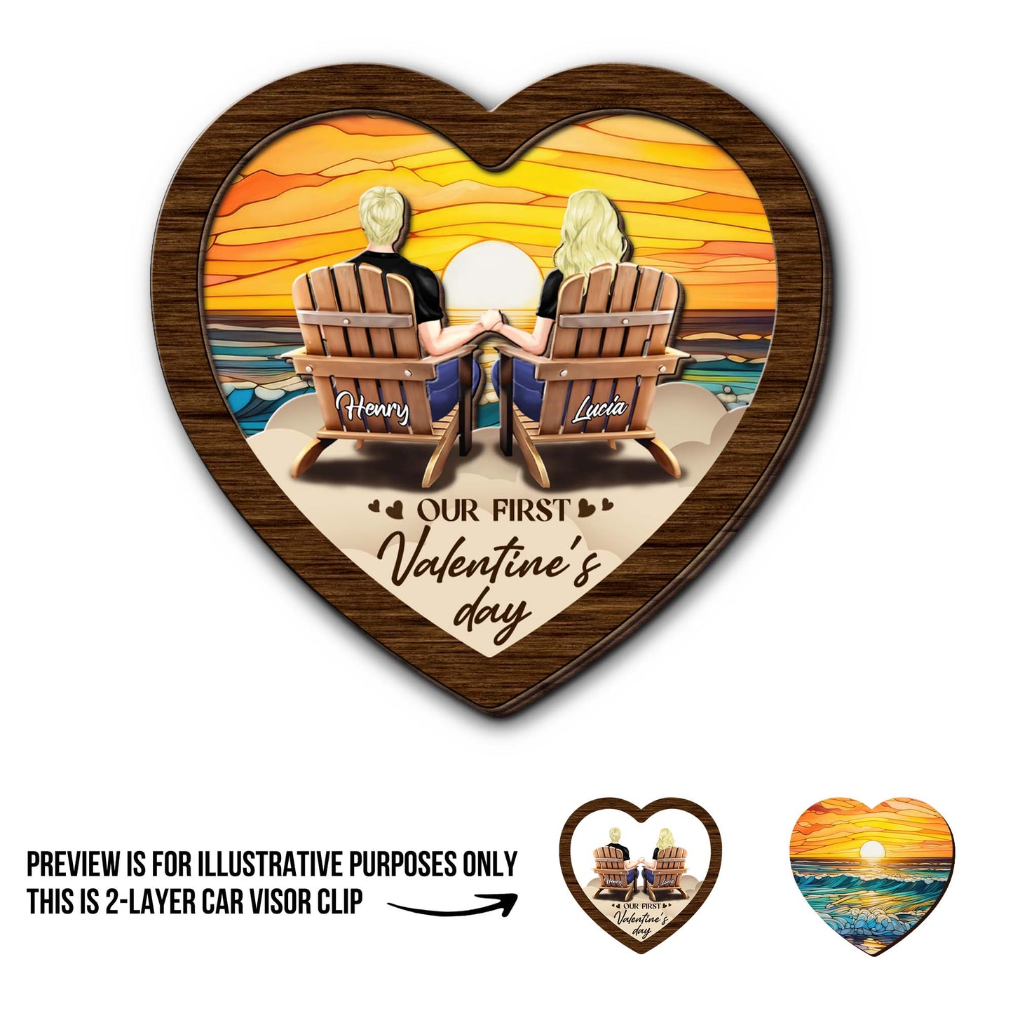 Our First Valentine's Day Sunset Beach Chairs Heart
