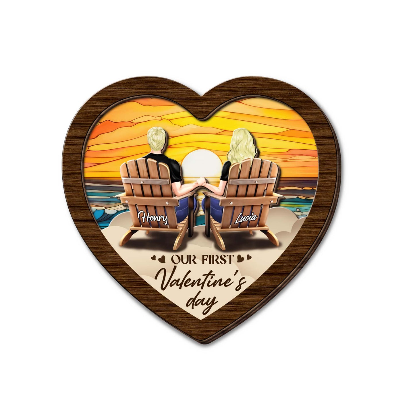 Our First Valentine's Day Sunset Beach Chairs Heart