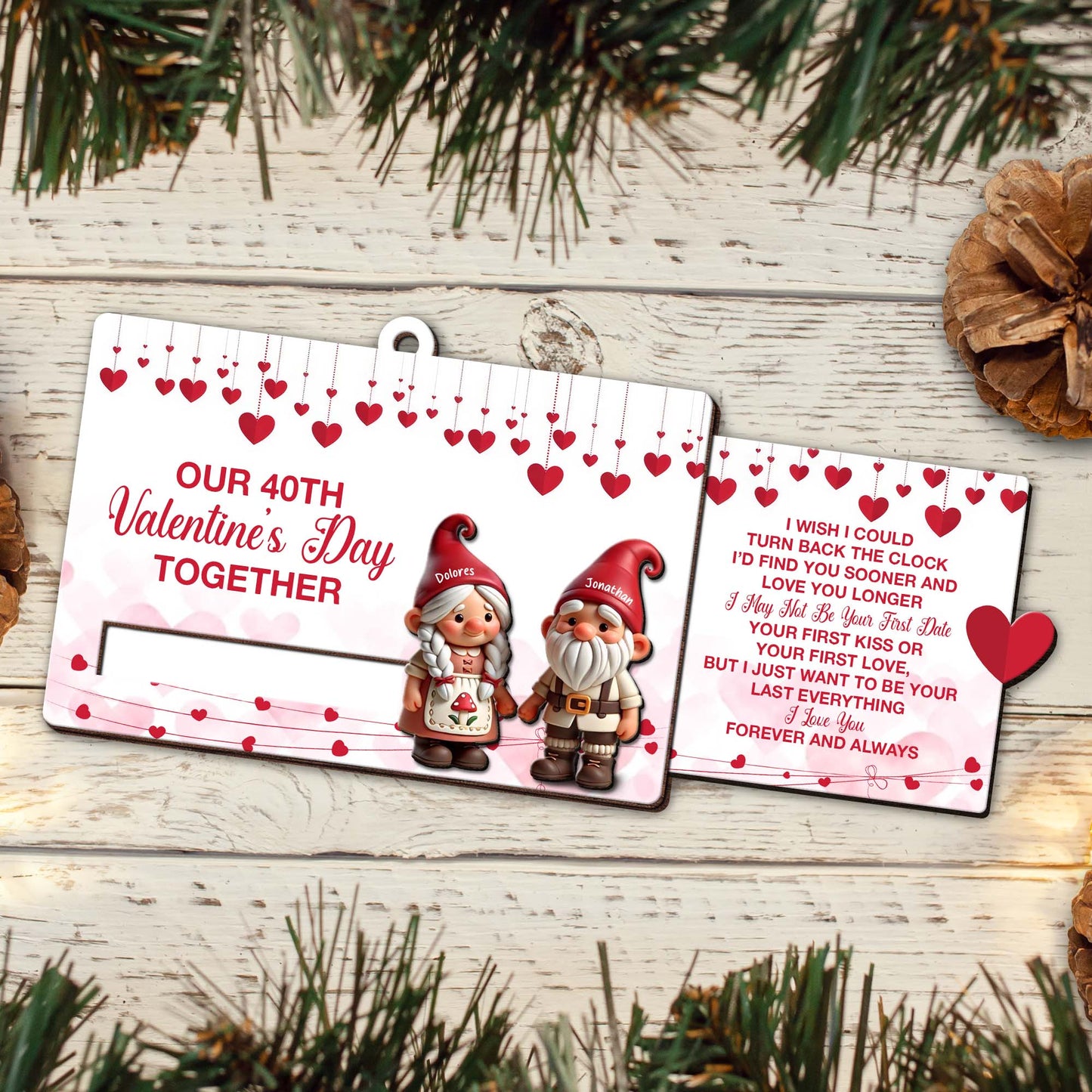 Gnome Couple Valentine's Day Love And Devotion Quote Ornament