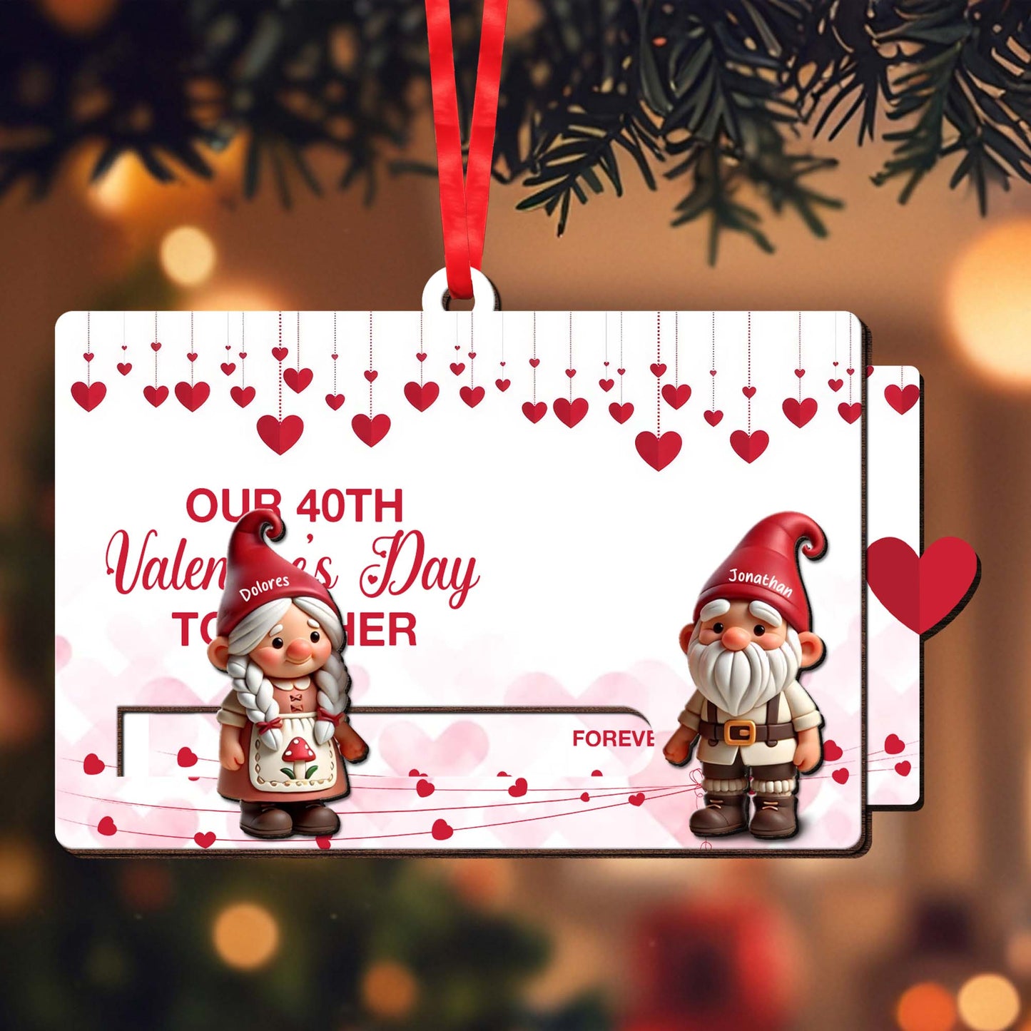 Gnome Couple Valentine's Day Love And Devotion Quote Ornament