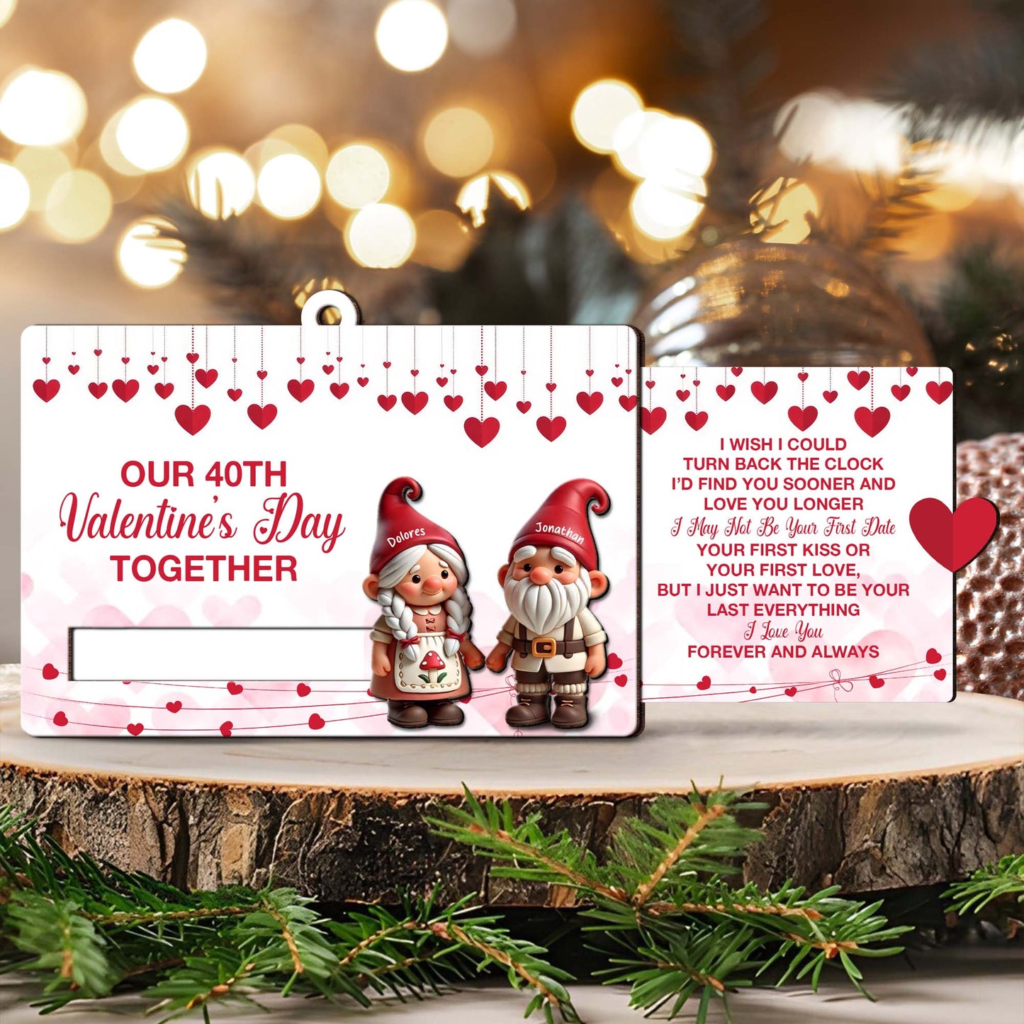 Gnome Couple Valentine's Day Love And Devotion Quote Ornament