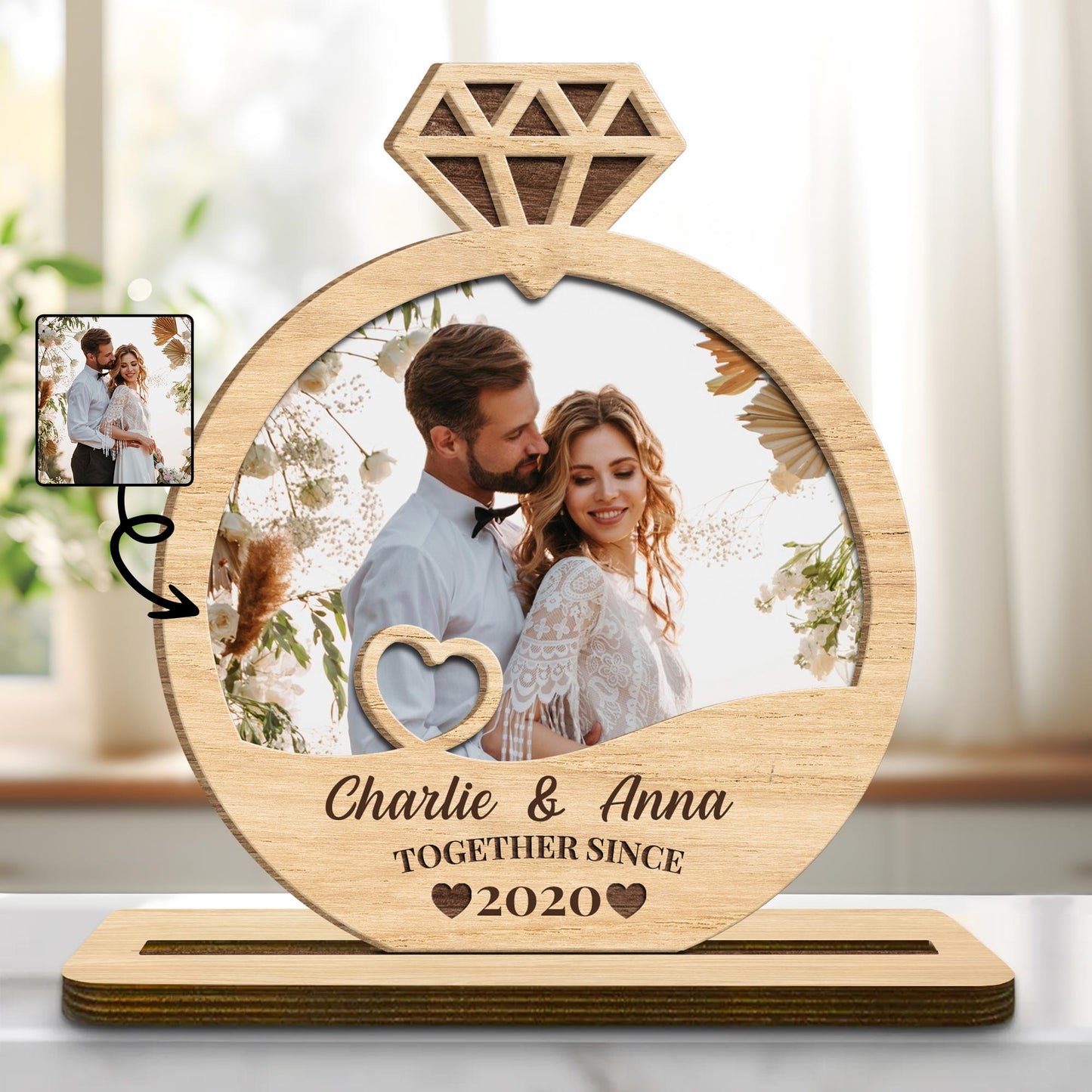 Together Since 2020 with Hearts and Diamond Ring