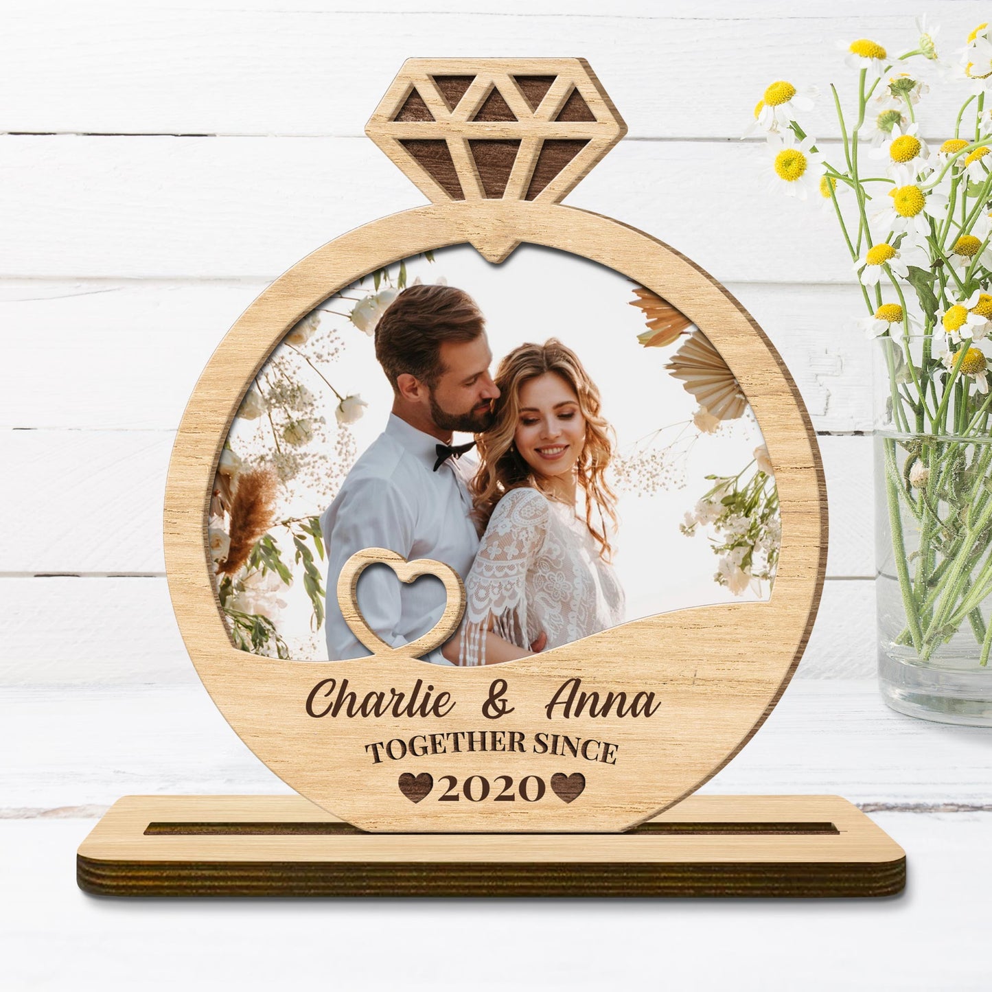Together Since 2020 with Hearts and Diamond Ring