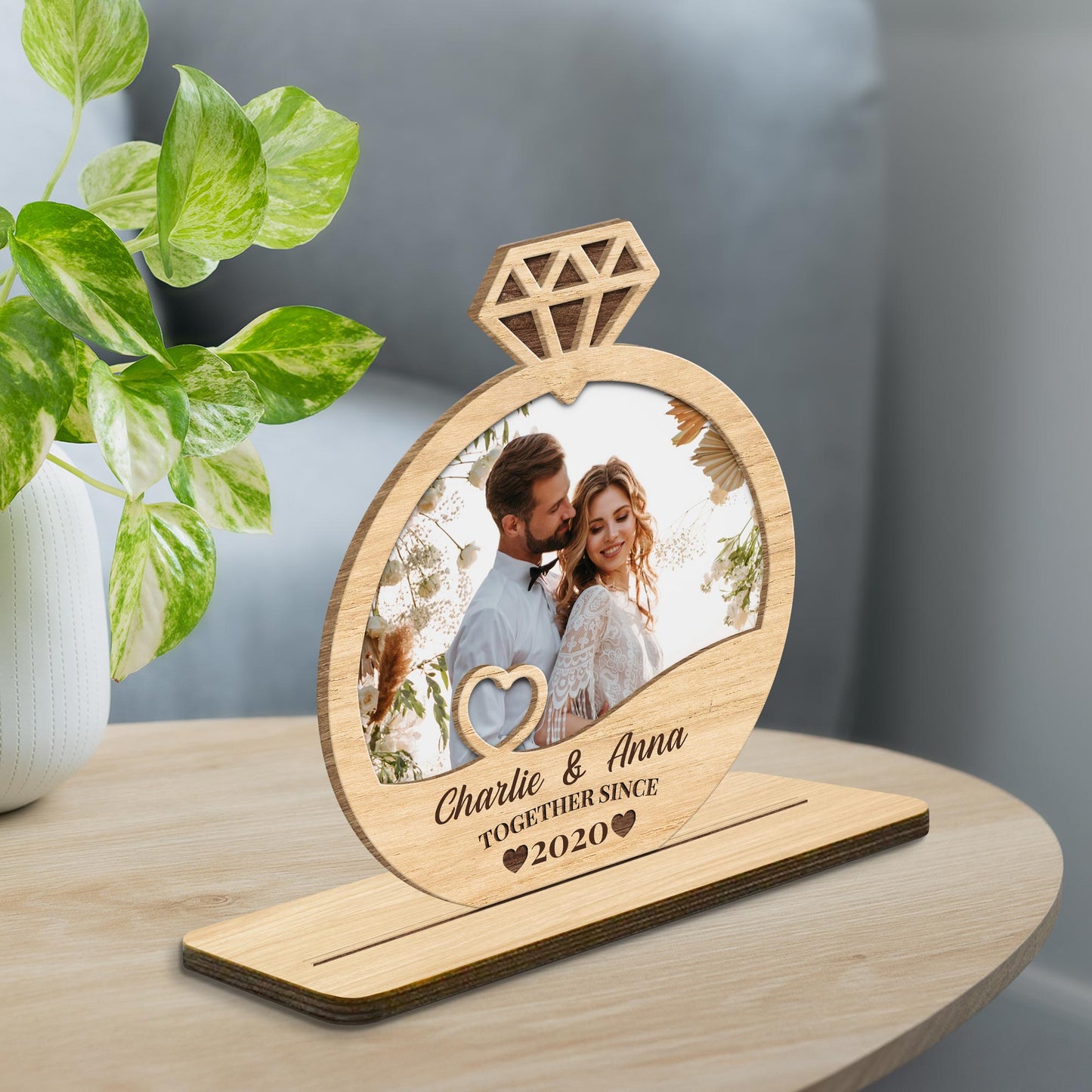 Together Since 2020 with Hearts and Diamond Ring