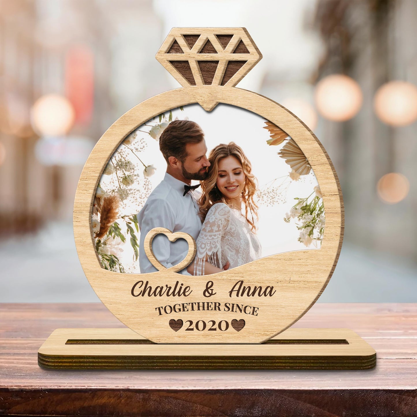 Together Since 2020 with Hearts and Diamond Ring