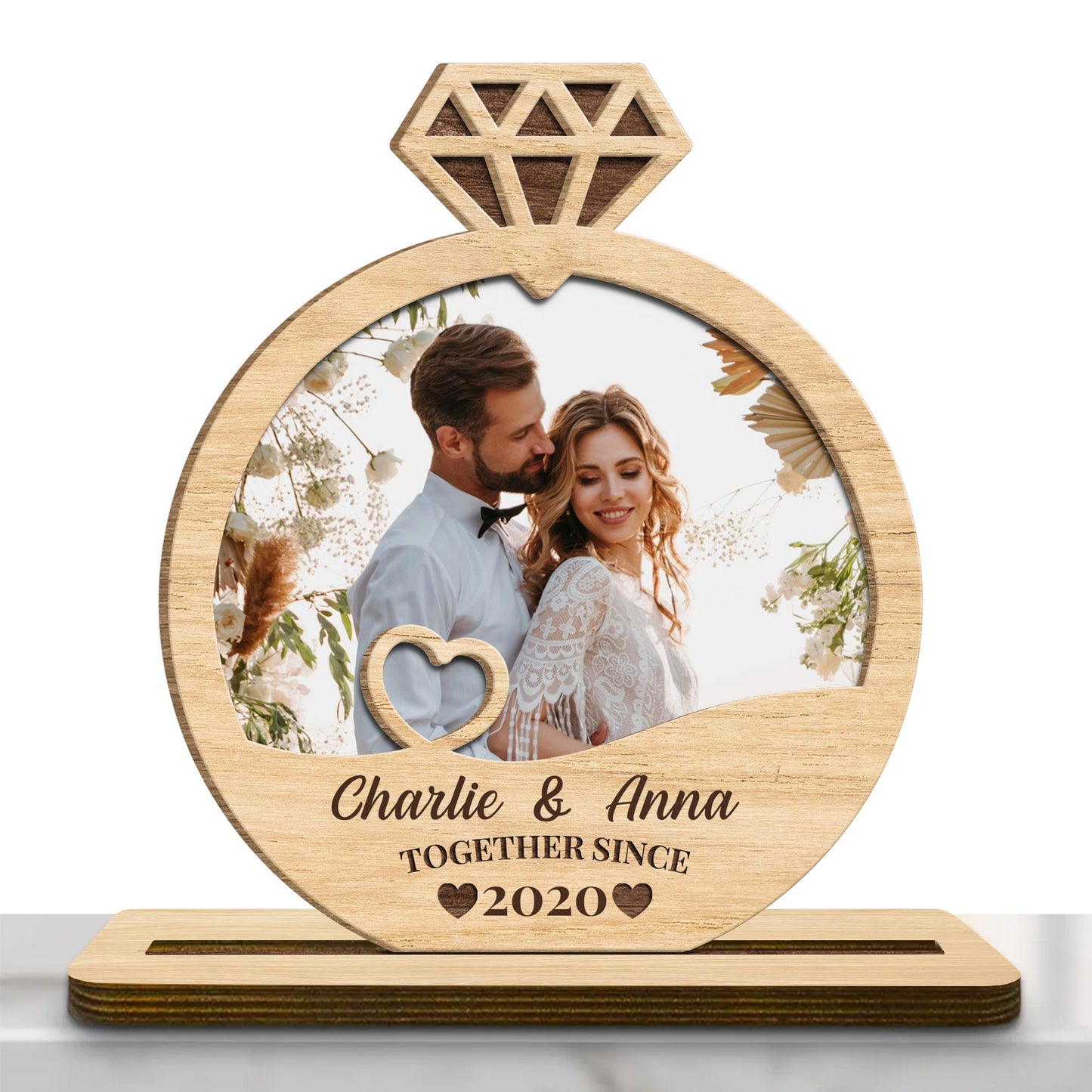 Together Since 2020 with Hearts and Diamond Ring