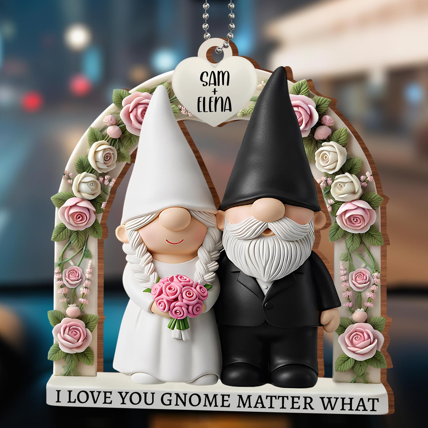 I Love You Gnome Matter What With Roses And Heart