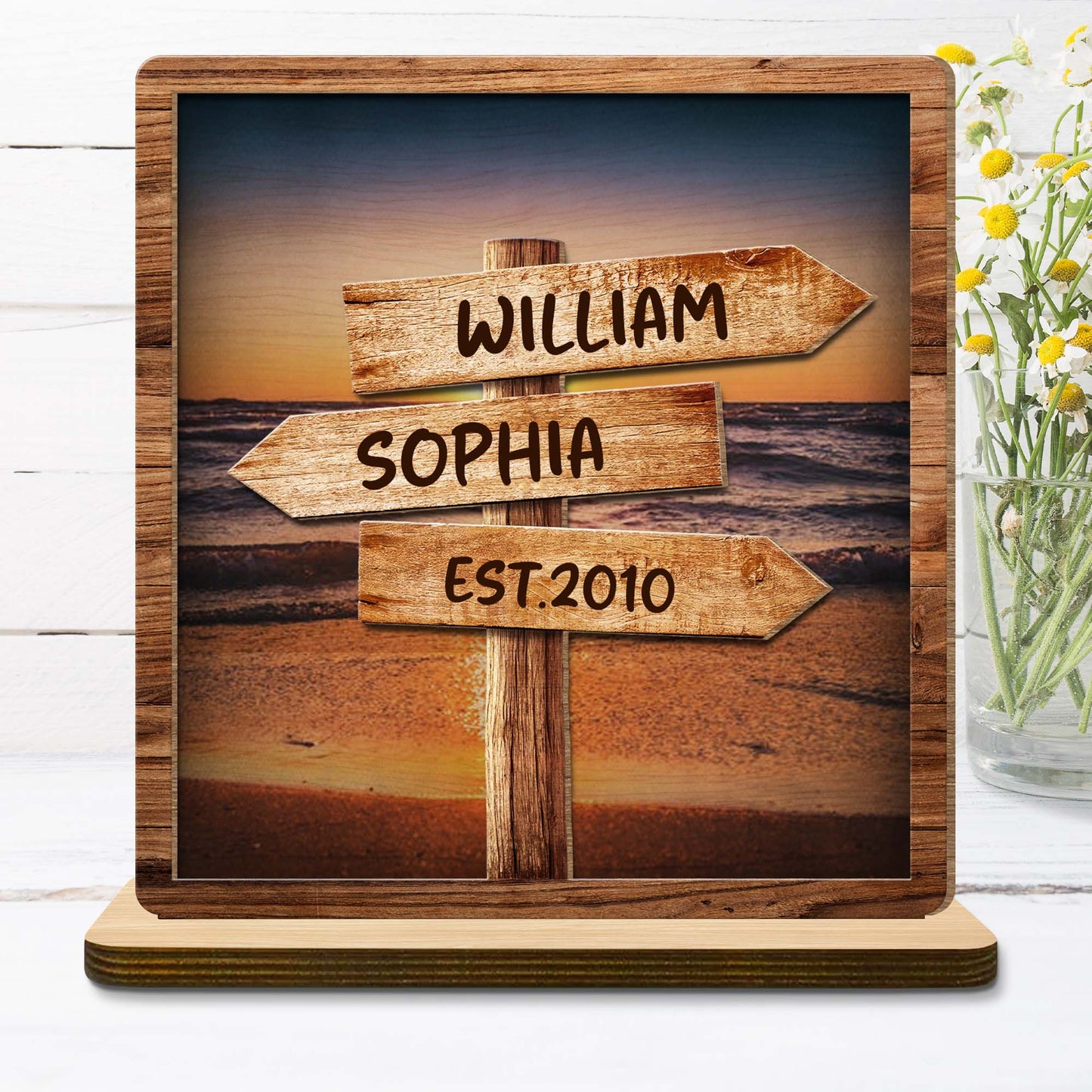 Follow Your Path Together Beach Scene Wooden Sign Plaque