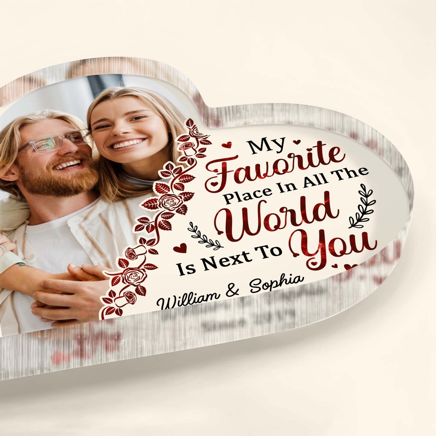 Favorite Place Next To You Floral Heart Plaque