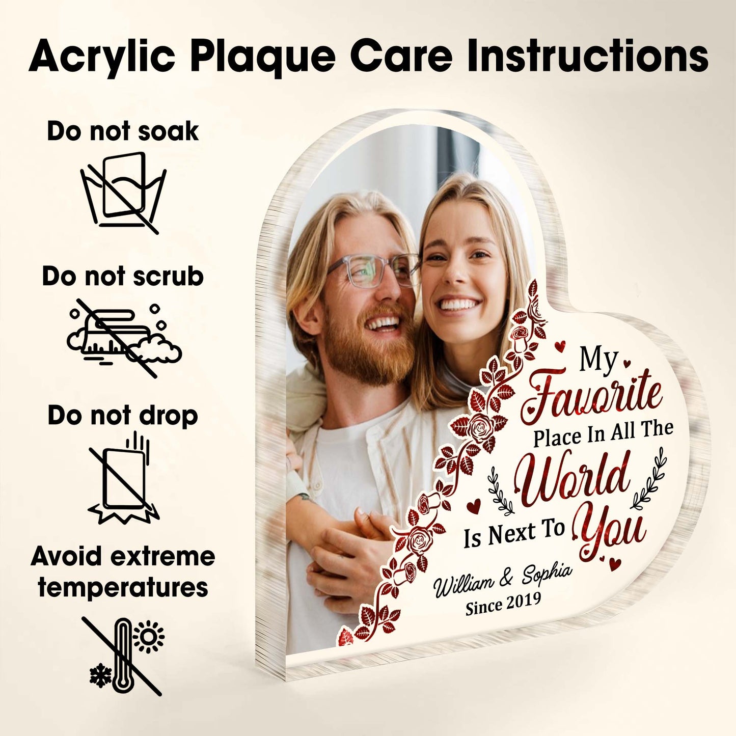 Favorite Place Next To You Floral Heart Plaque