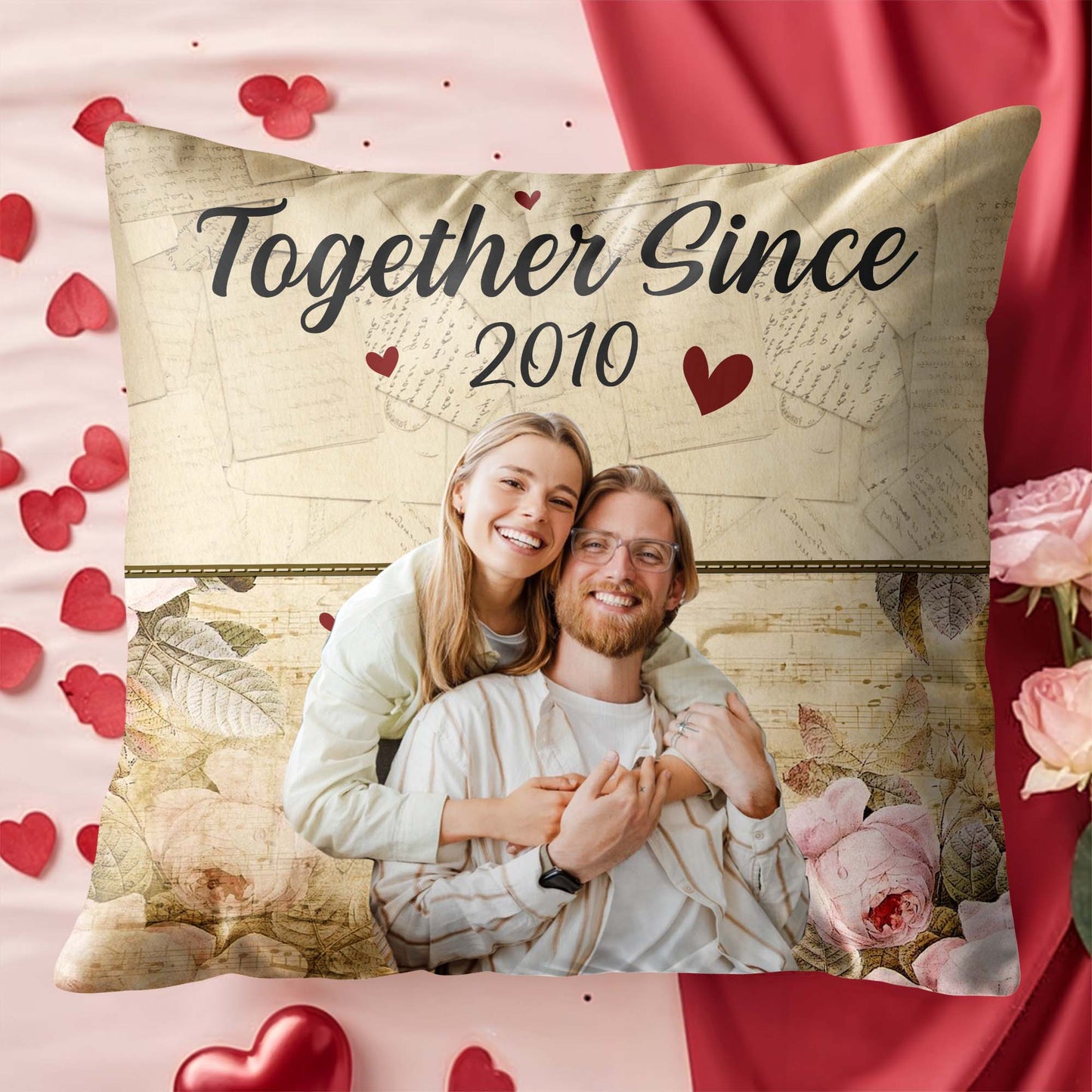 Together Since Custom Year Map Compass Pillow