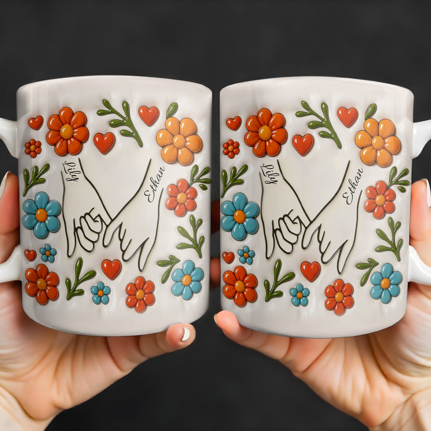 To Mom, Love Grows Here, Hands, Heart and Flowers