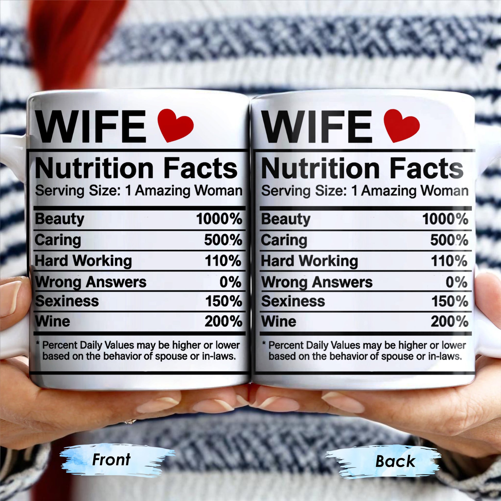 Wife Nutrition Facts Serving Size: 1 Amazing Woman, Nutrition Facts Label
