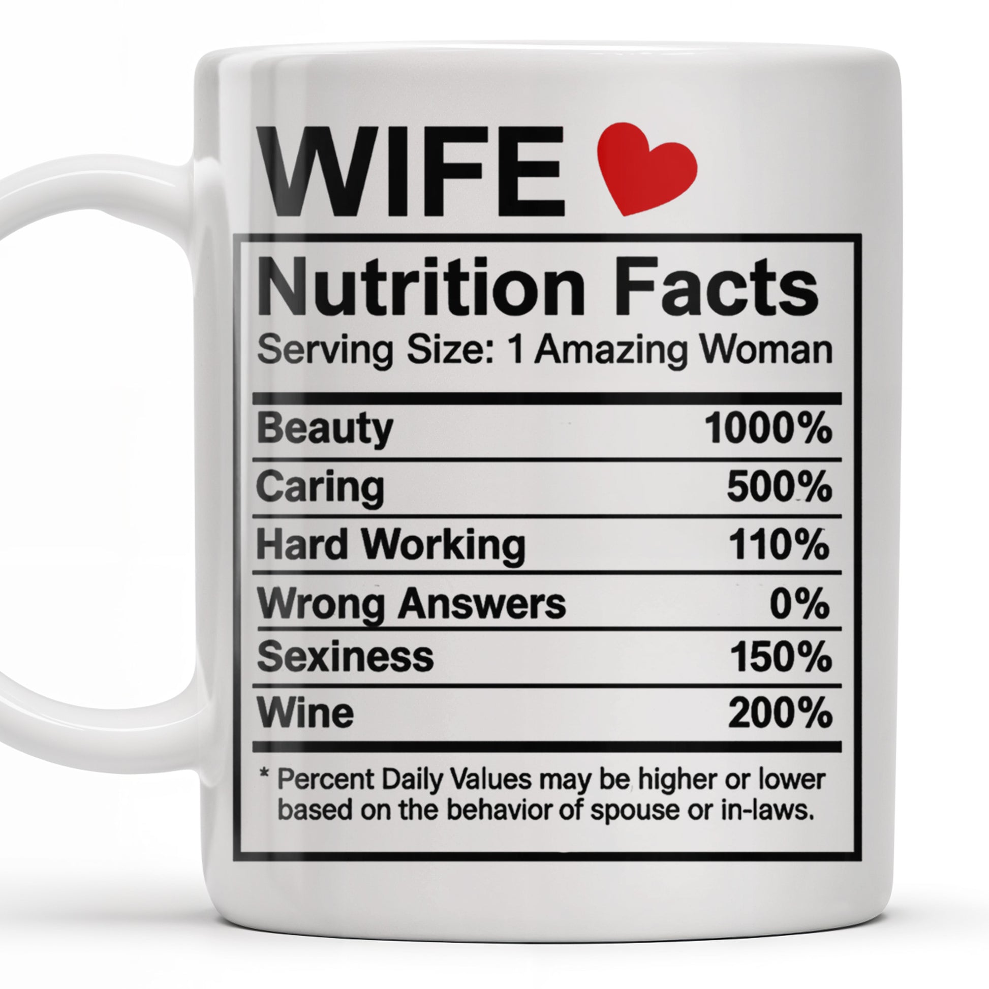 Wife Nutrition Facts Serving Size: 1 Amazing Woman, Nutrition Facts Label
