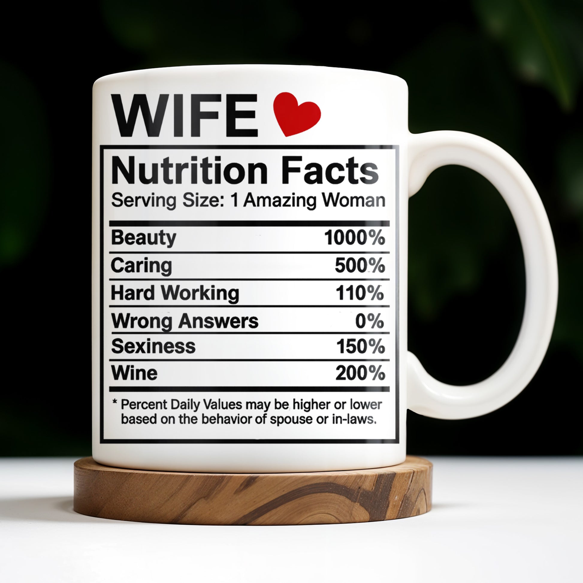 Wife Nutrition Facts Serving Size: 1 Amazing Woman, Nutrition Facts Label