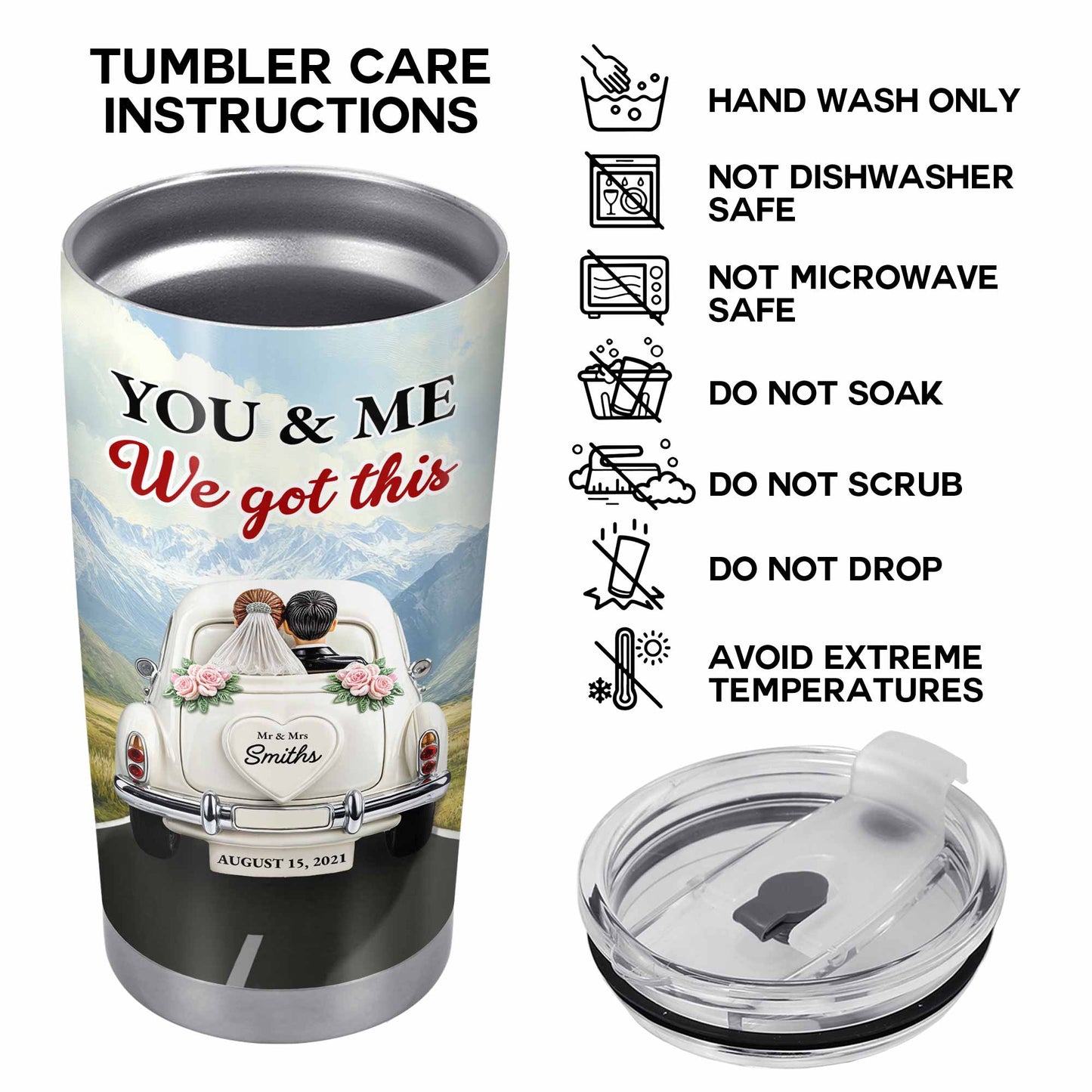 Toi et moi, on a ça, pour ma femme, voiture vintage et paysage de montagne - Gobelet personnalisé en acier inoxydable 20 oz 30 oz - CPL382_TB