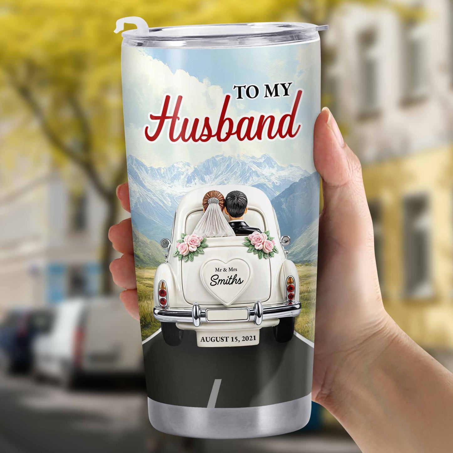 To My Husband, I Choose You, Vintage Car and Mountains - Personalized Custom Stainless Steel Tumbler 20oz 30oz - CPL383_TB
