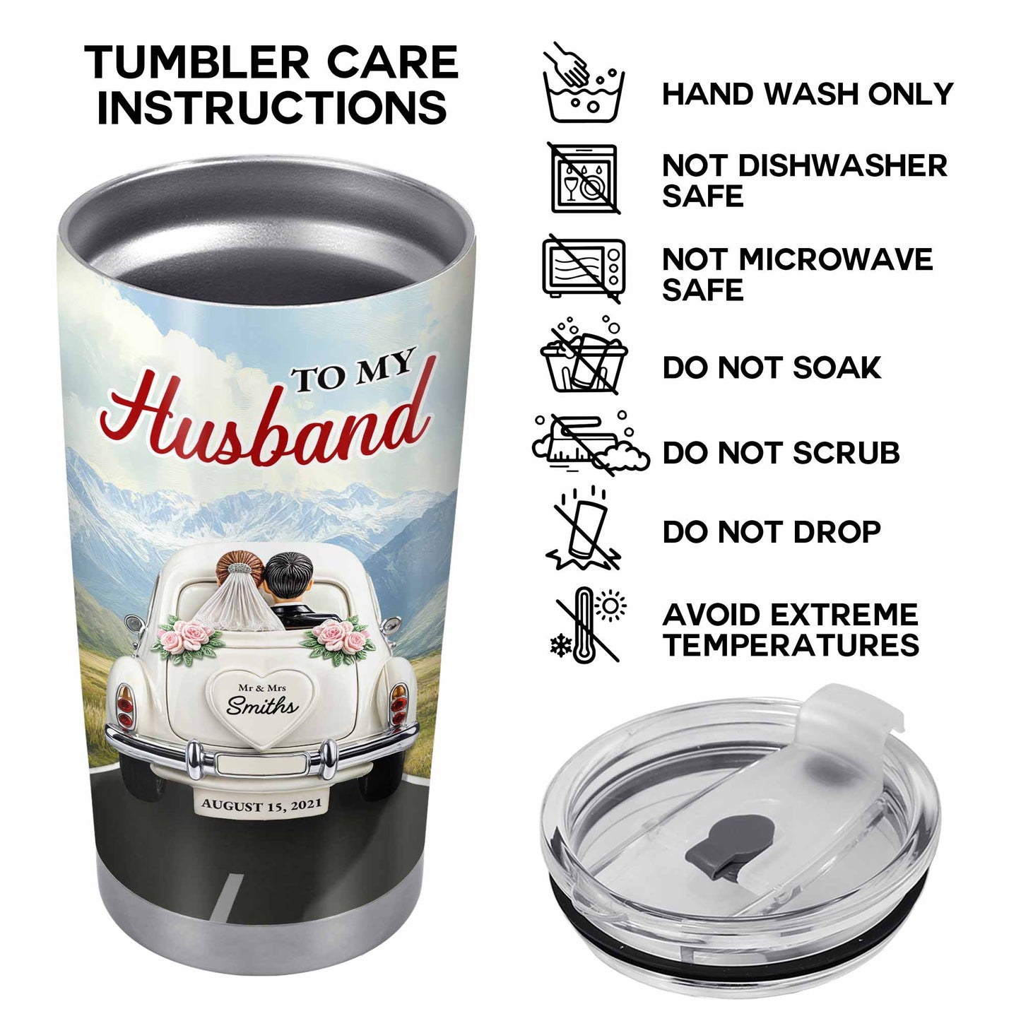 To My Husband, I Choose You, Vintage Car and Mountains - Personalized Custom Stainless Steel Tumbler 20oz 30oz - CPL383_TB