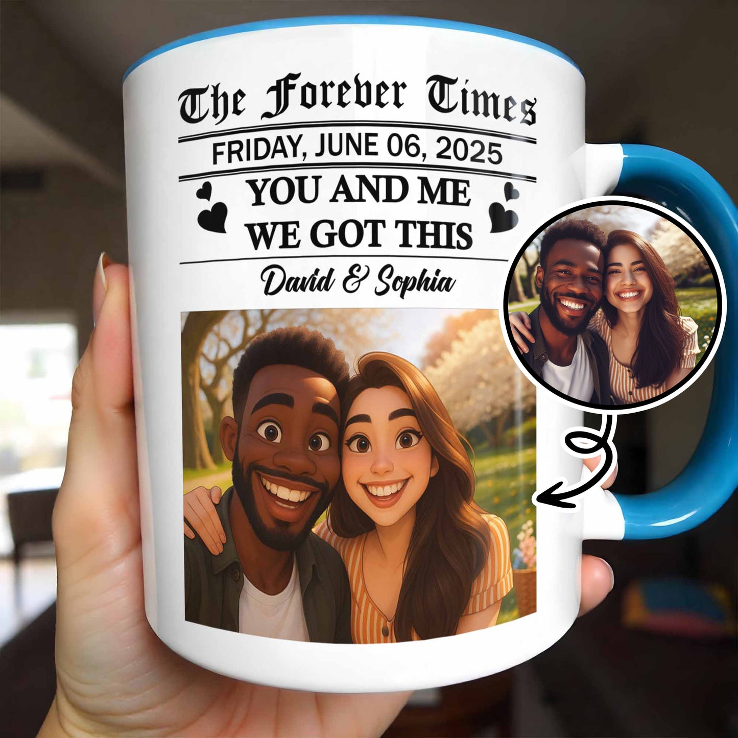 Toi et moi, on a ce portrait de couple - Tasse personnalisée avec accents - CPL391_AMUG