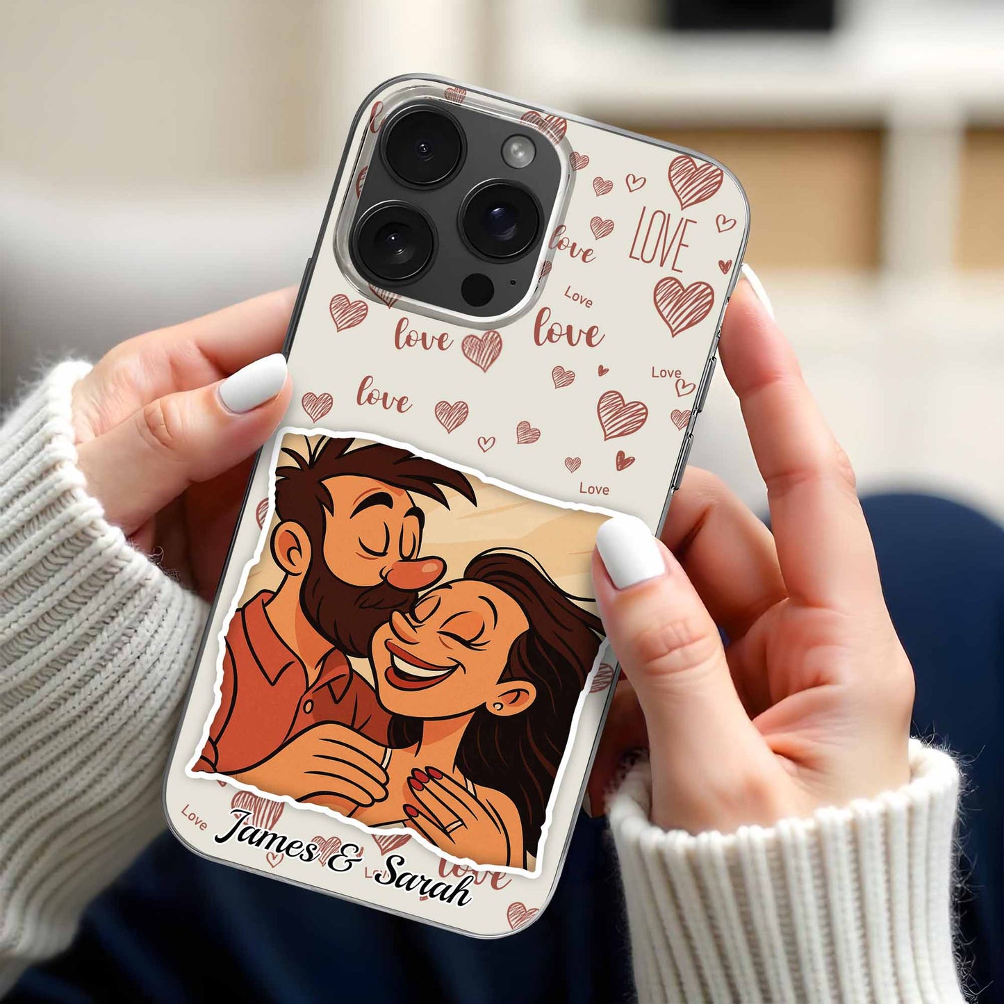 Surround Yourself With Love, Hearts And Couple Design - Personalized Clear Phone Case - CPL392_PHC