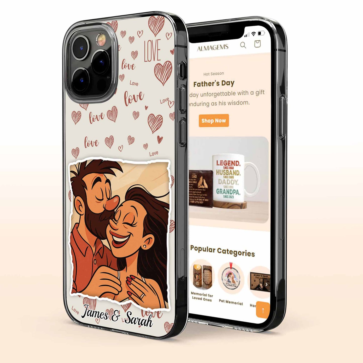 Surround Yourself With Love, Hearts And Couple Design - Personalized Clear Phone Case - CPL392_PHC