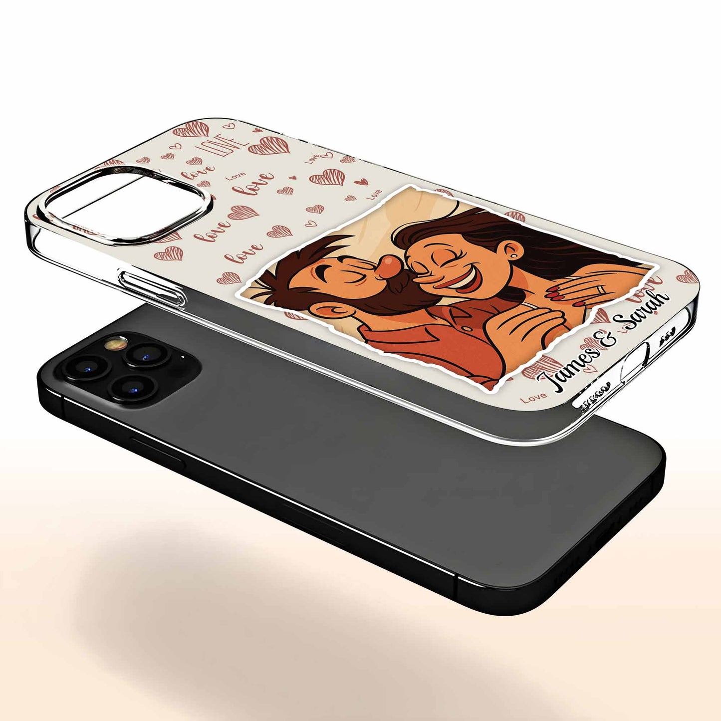 Surround Yourself With Love, Hearts And Couple Design - Personalized Clear Phone Case - CPL392_PHC
