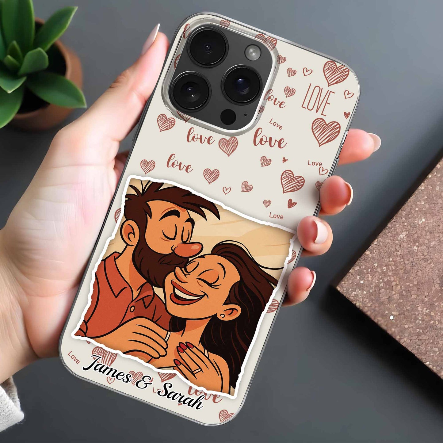 Surround Yourself With Love, Hearts And Couple Design - Personalized Clear Phone Case - CPL392_PHC