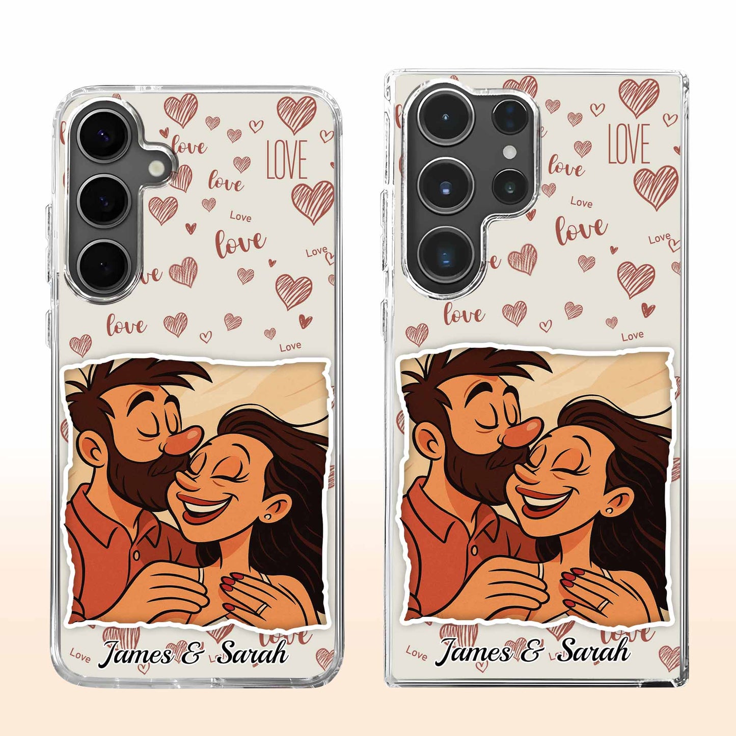 Surround Yourself With Love, Hearts And Couple Design - Personalized Clear Phone Case - CPL392_PHC