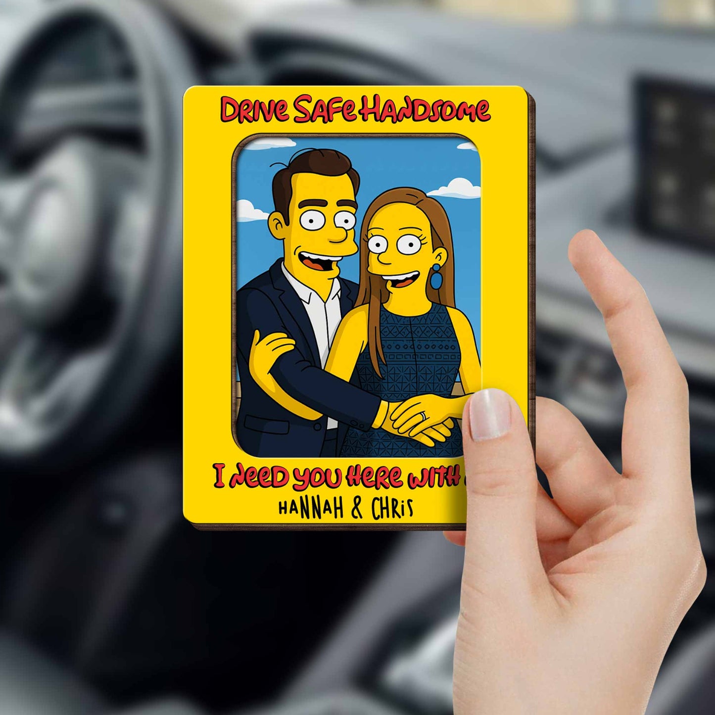 Drive Safe Handsome I Need You Here With Me, Cartoon Couple Visor Clip