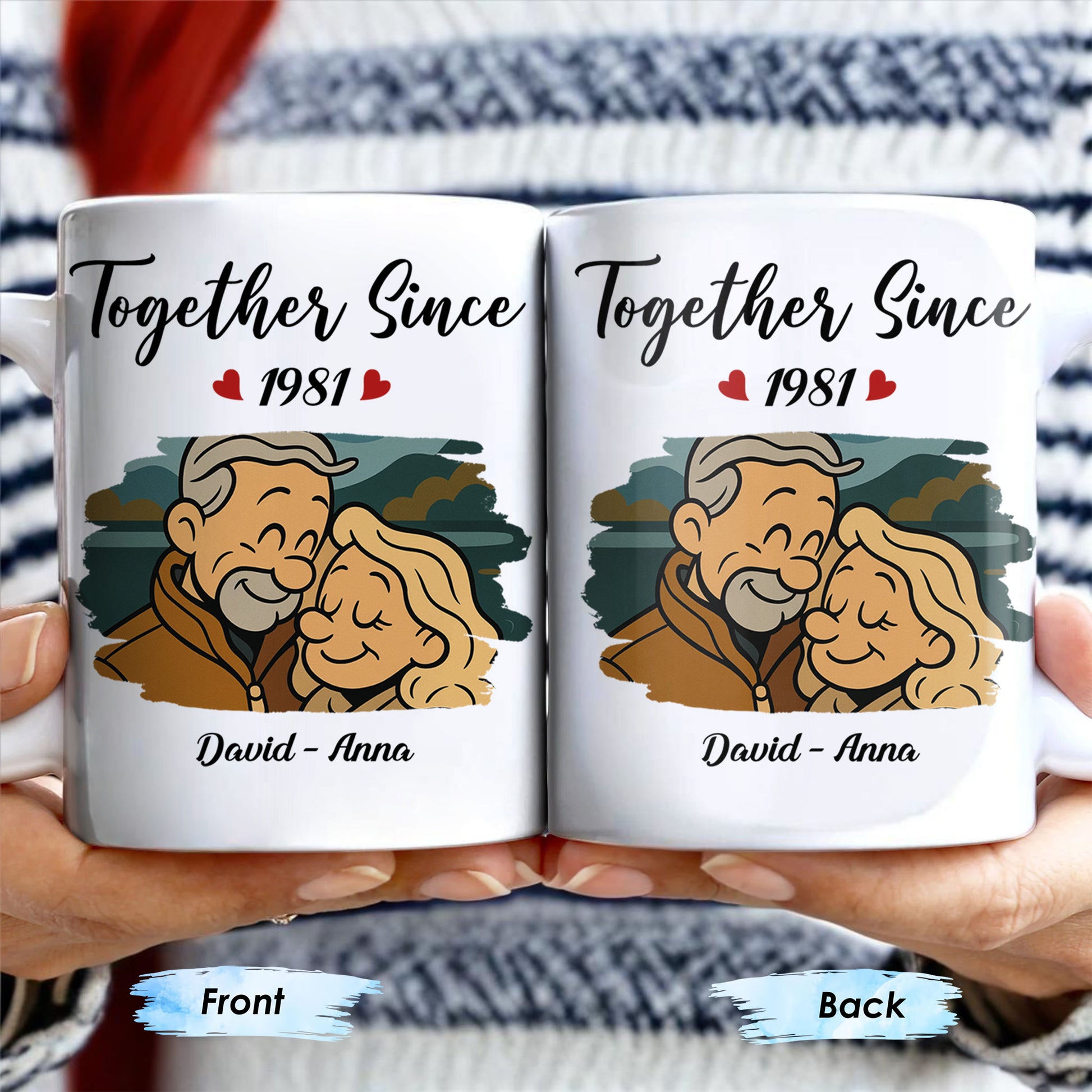 Together Since With Couple And Hearts Design