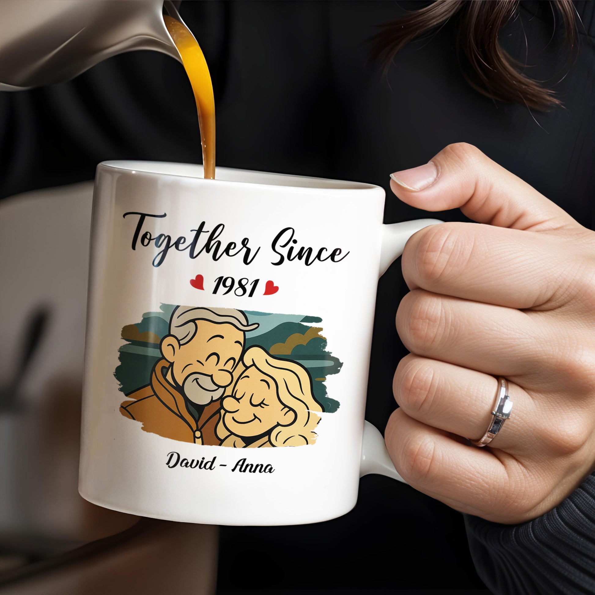 Together Since With Couple And Hearts Design