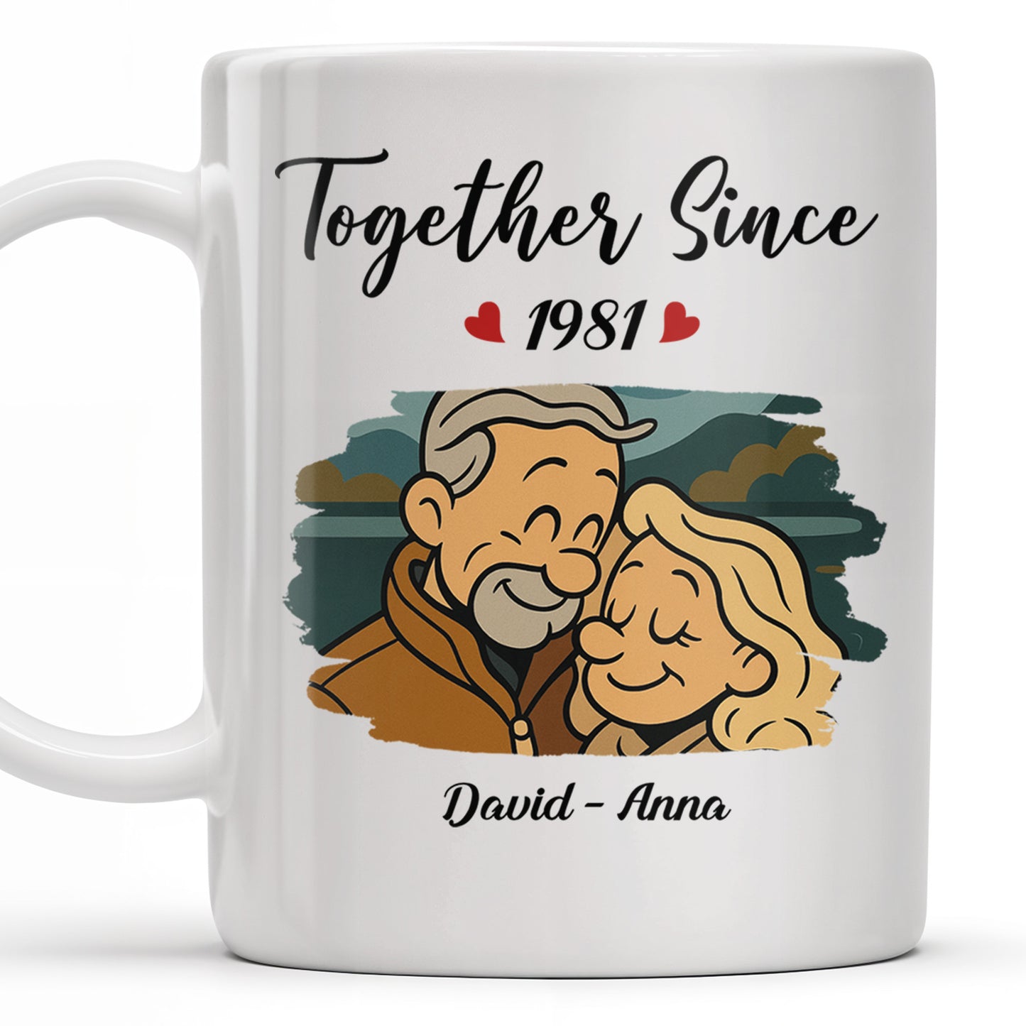 Together Since With Couple And Hearts Design