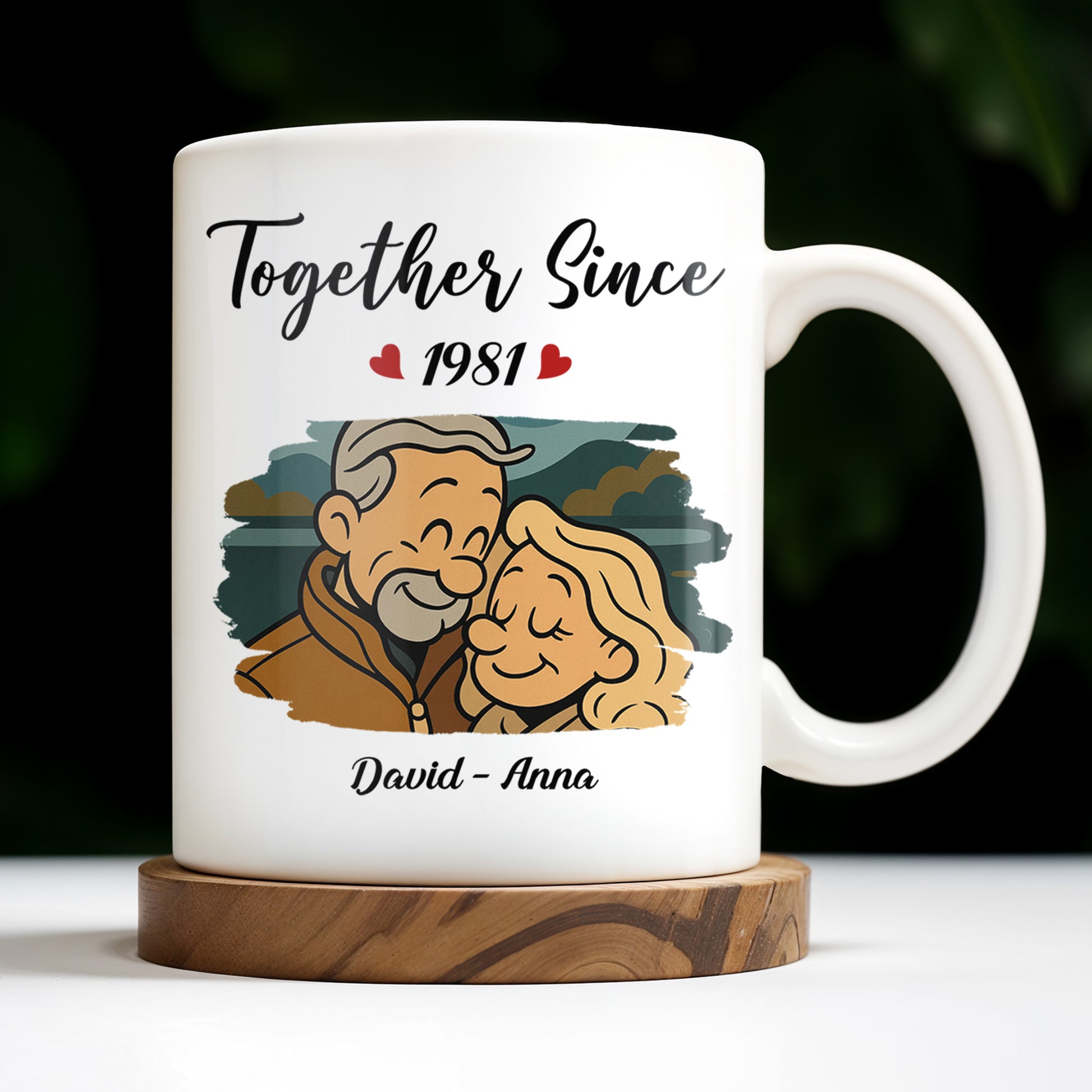 Together Since With Couple And Hearts Design