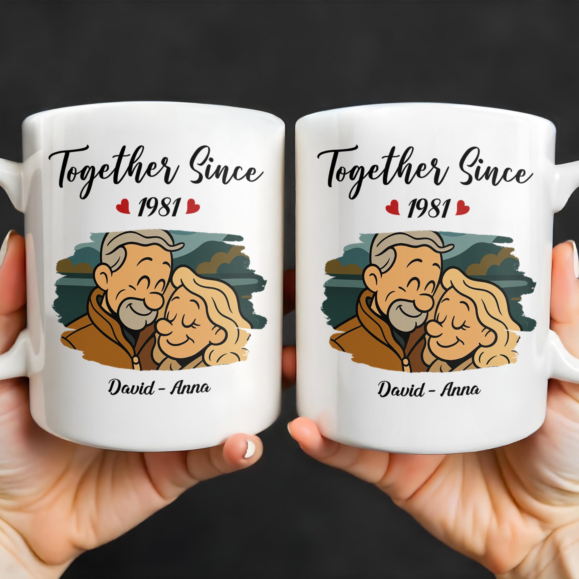 Together Since With Couple And Hearts Design
