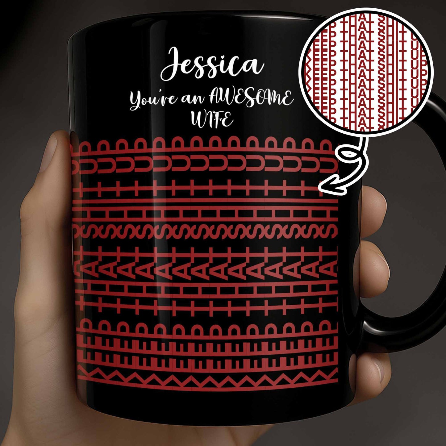 You're An Awesome Wife Geometric Patterns - Personalized Custom Black Mug - CPL411_BMUG