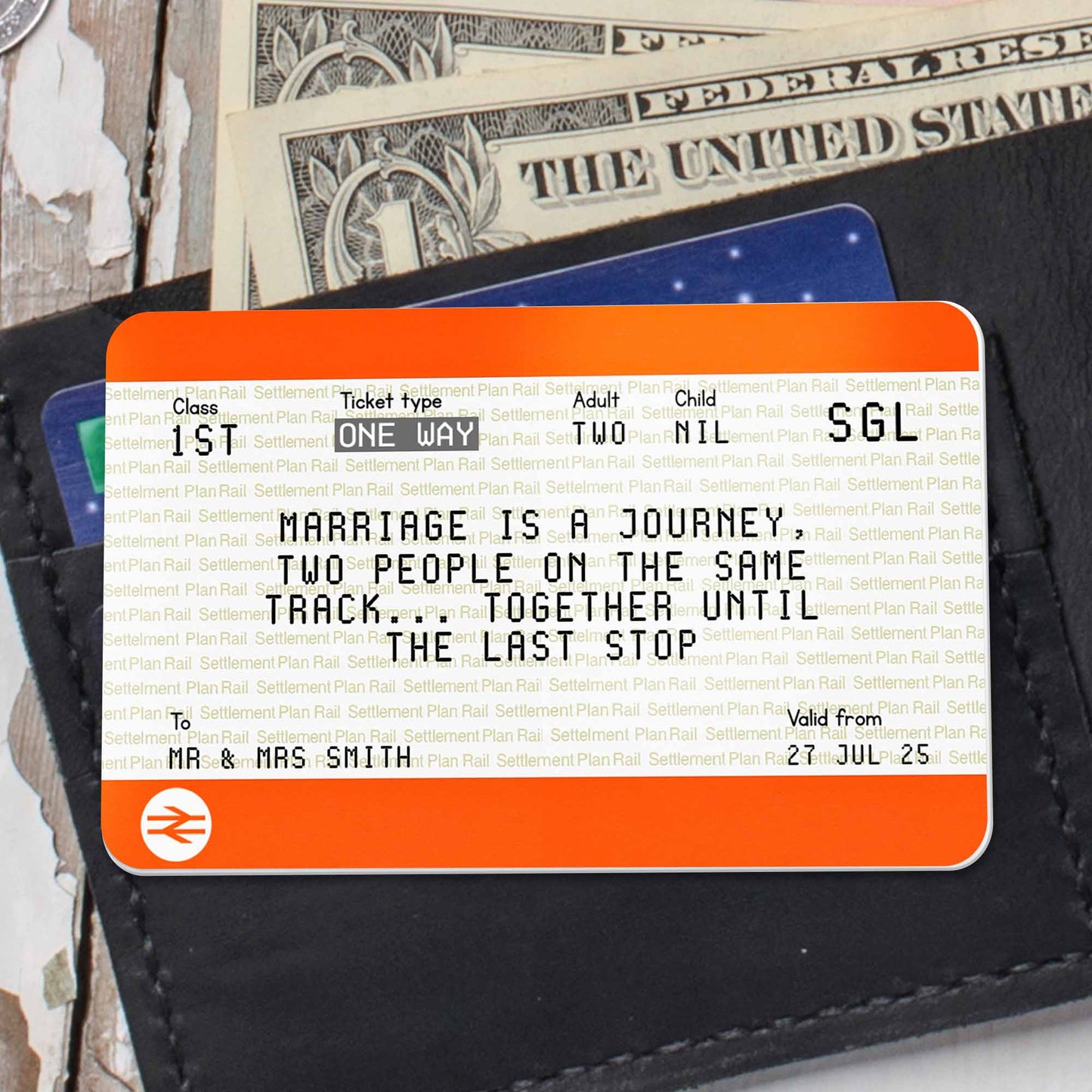 Marriage Is A Journey Of Two People On The Same Track - Personalized Aluminum Wallet Card - CPL461_ALCA