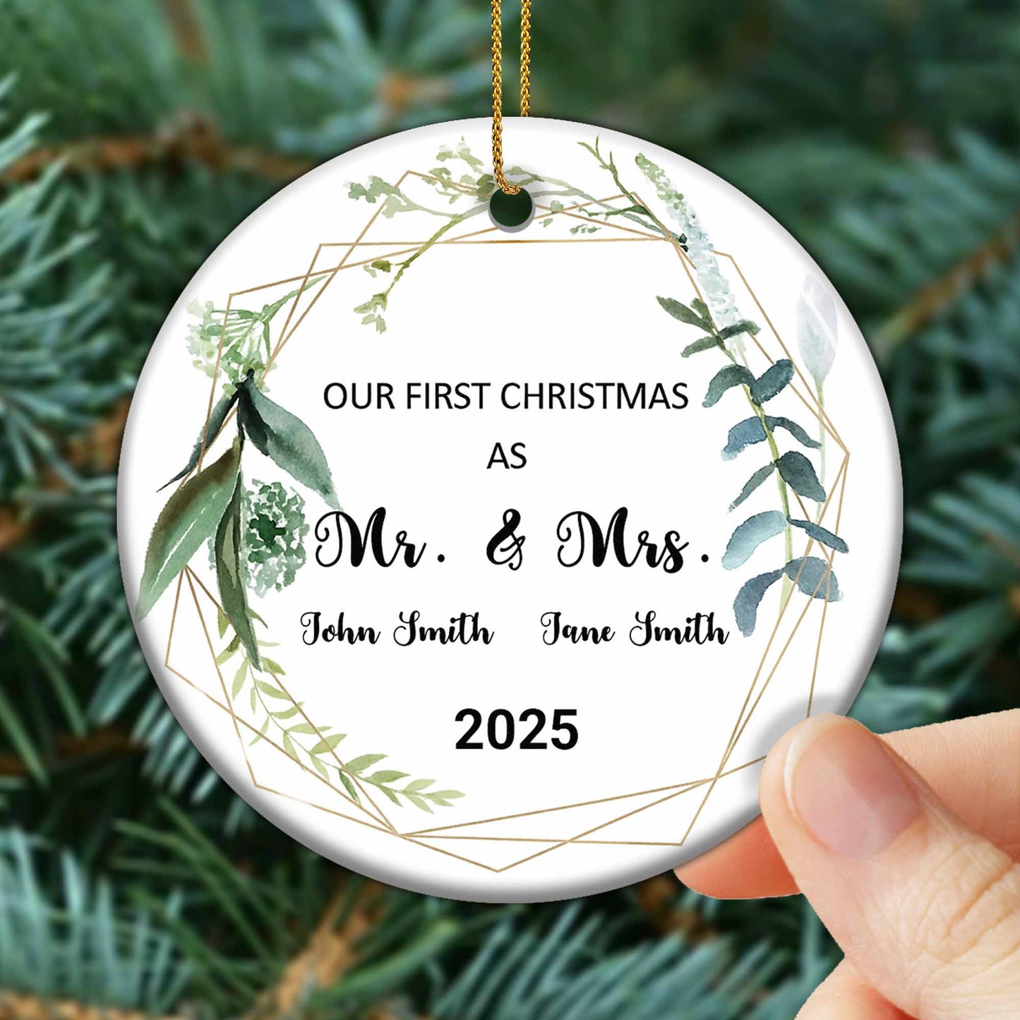 Our First Christmas As Mr And Mrs, Leaves And Geometric Patterns