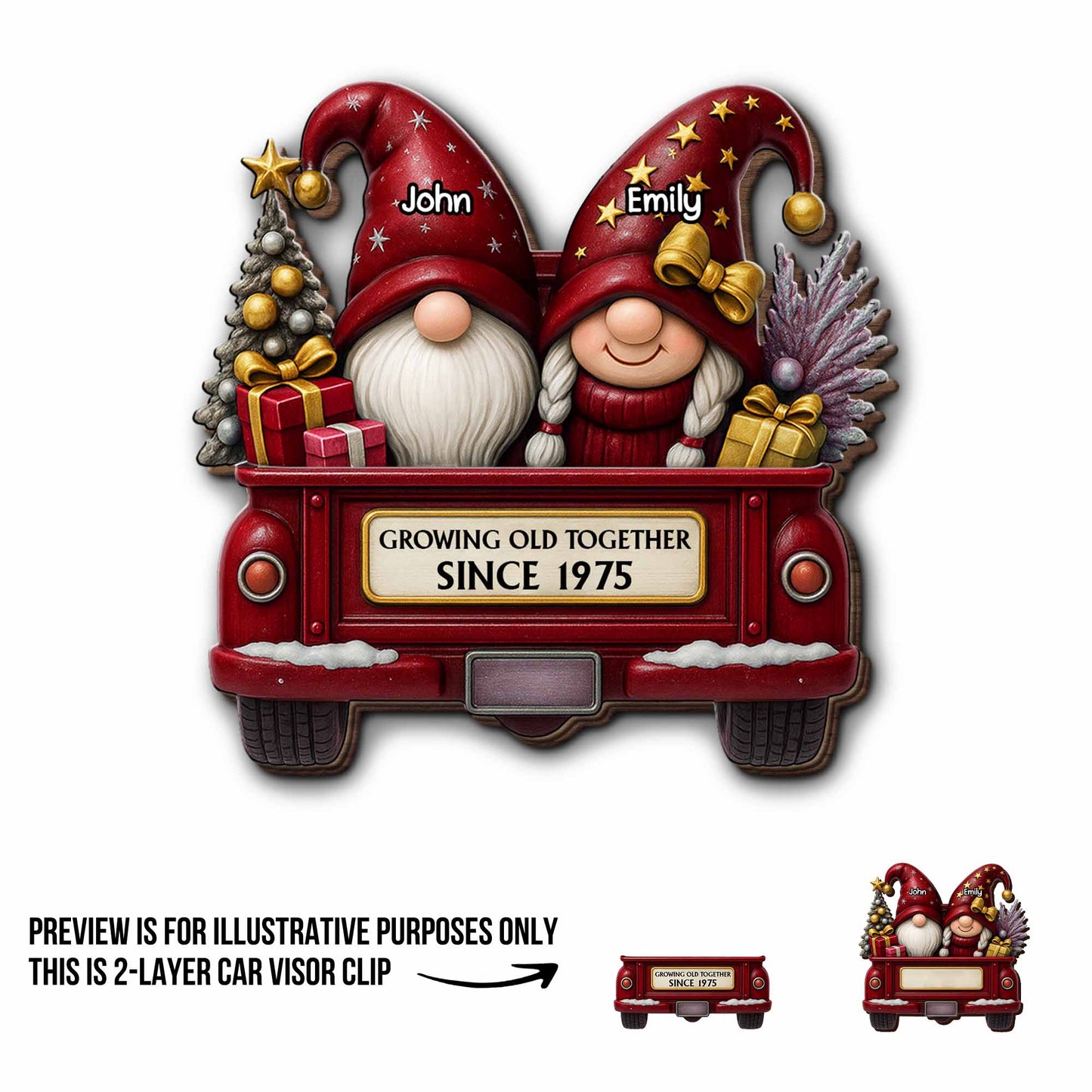 Growing Old Together With Gnomes And Festive Truck