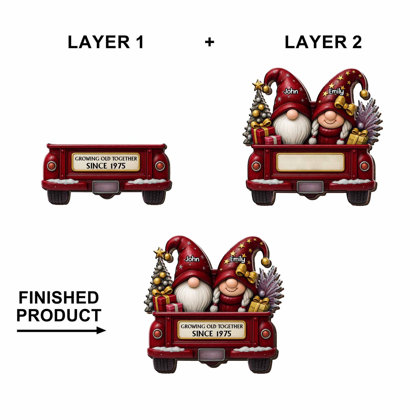 Growing Old Together With Gnomes And Festive Truck