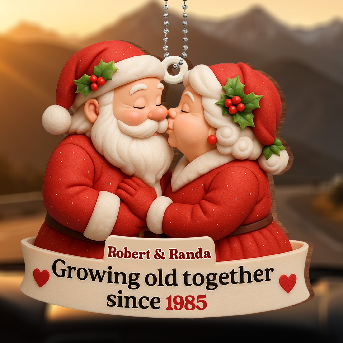 Growing Old Together, Santa Claus And Holly Design