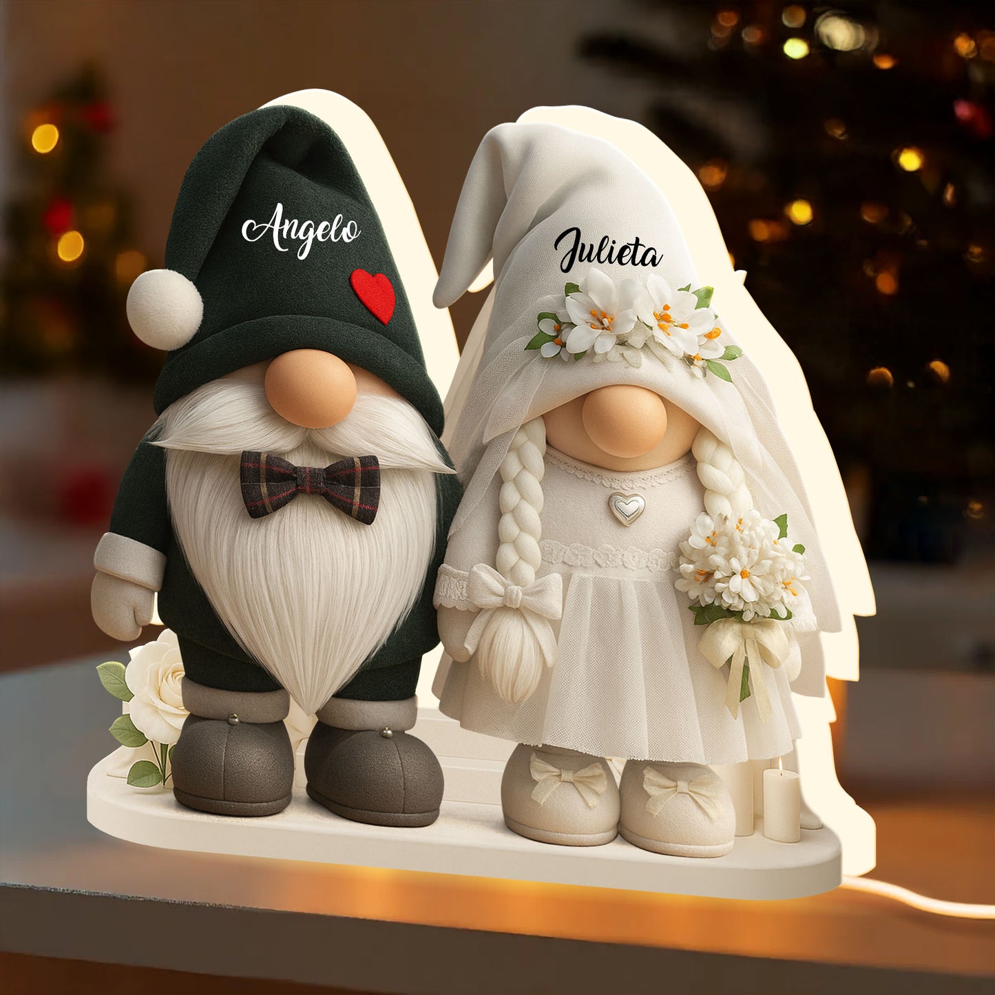 Timeless Bond, Groom And Bride With Hearts And Flowers
